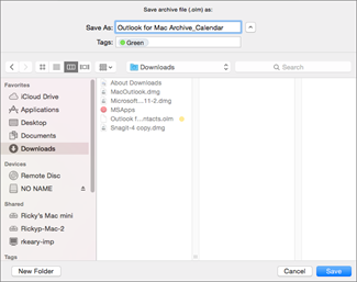 archive settings for outlook 2016 for mac